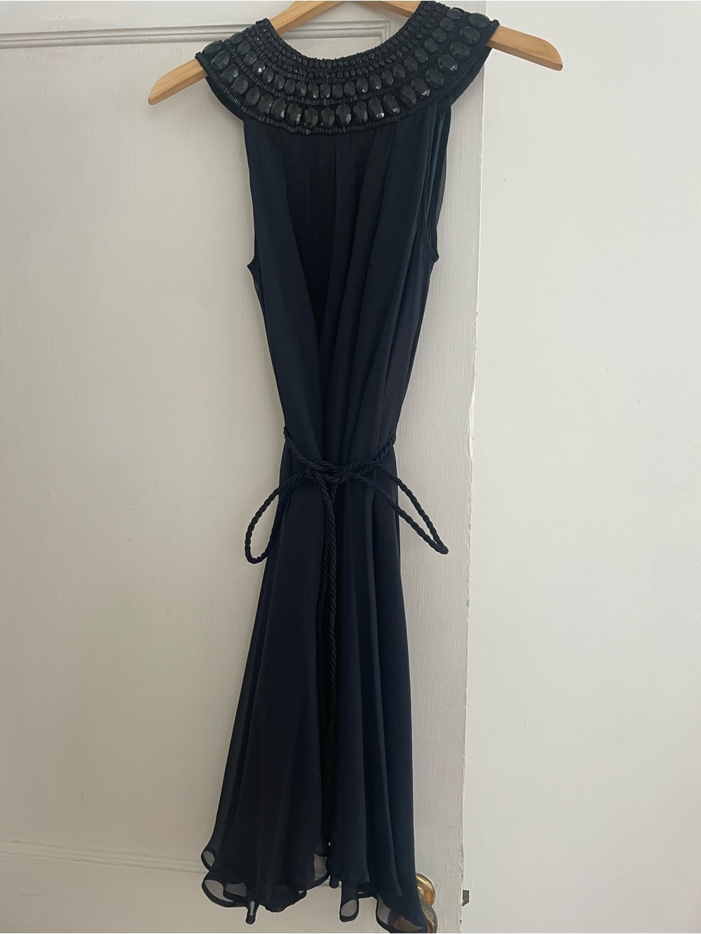 Silk Navy and Black beaded cocktail dress
